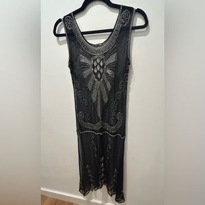 Vintage authentic 1920’s sheer black beaded ‘flapper’ dress
